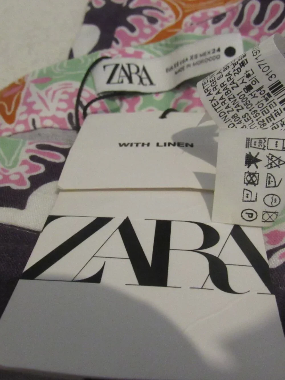 Zara Paisley Print Wide Leg Linen Blend Pants  Size XS  NWT